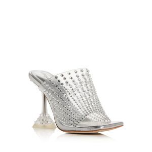 NWT JEFFEREY CAMPBELL Womens Silver Derella Slip On Heeled Mules Shoes 6